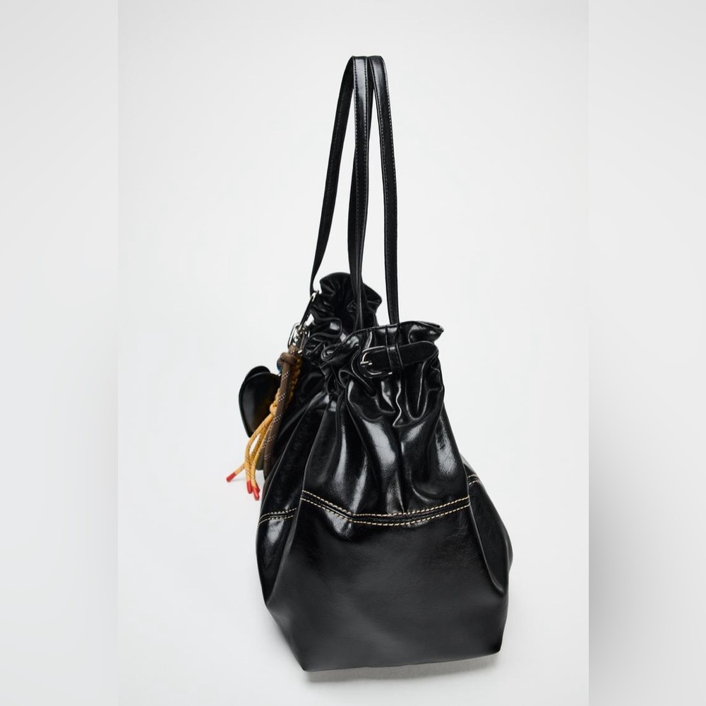 NWT Zara Gathered Tote with Charms Bag - Picture 6 of 11